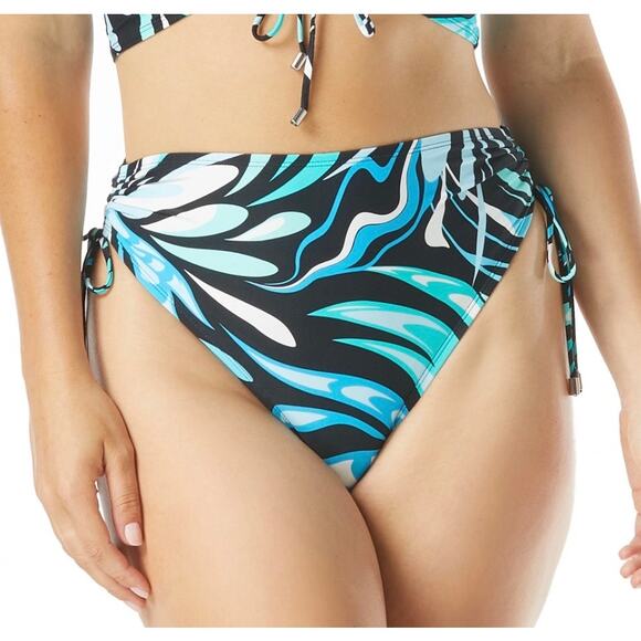Coco Reef Inspire Cassis Swirl Shirred High Waist Bikini Bottom L NWT - Picture 1 of 6
